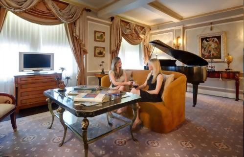The baby grand piano in the Presidential Suite honoring Vaclav Havel adds a bit of charm and sophistication to this suite.