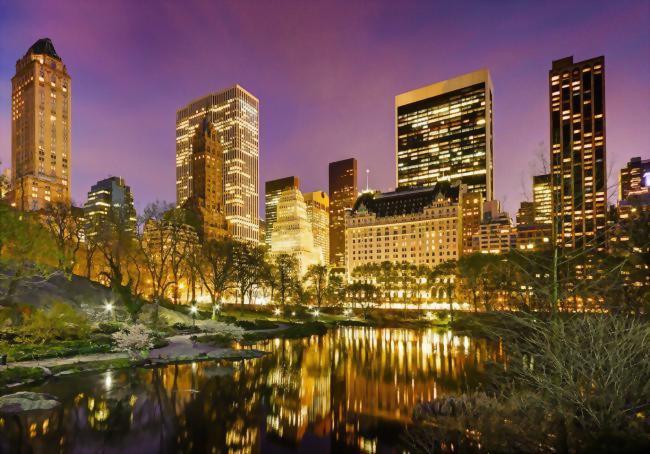 Central Park lake at night