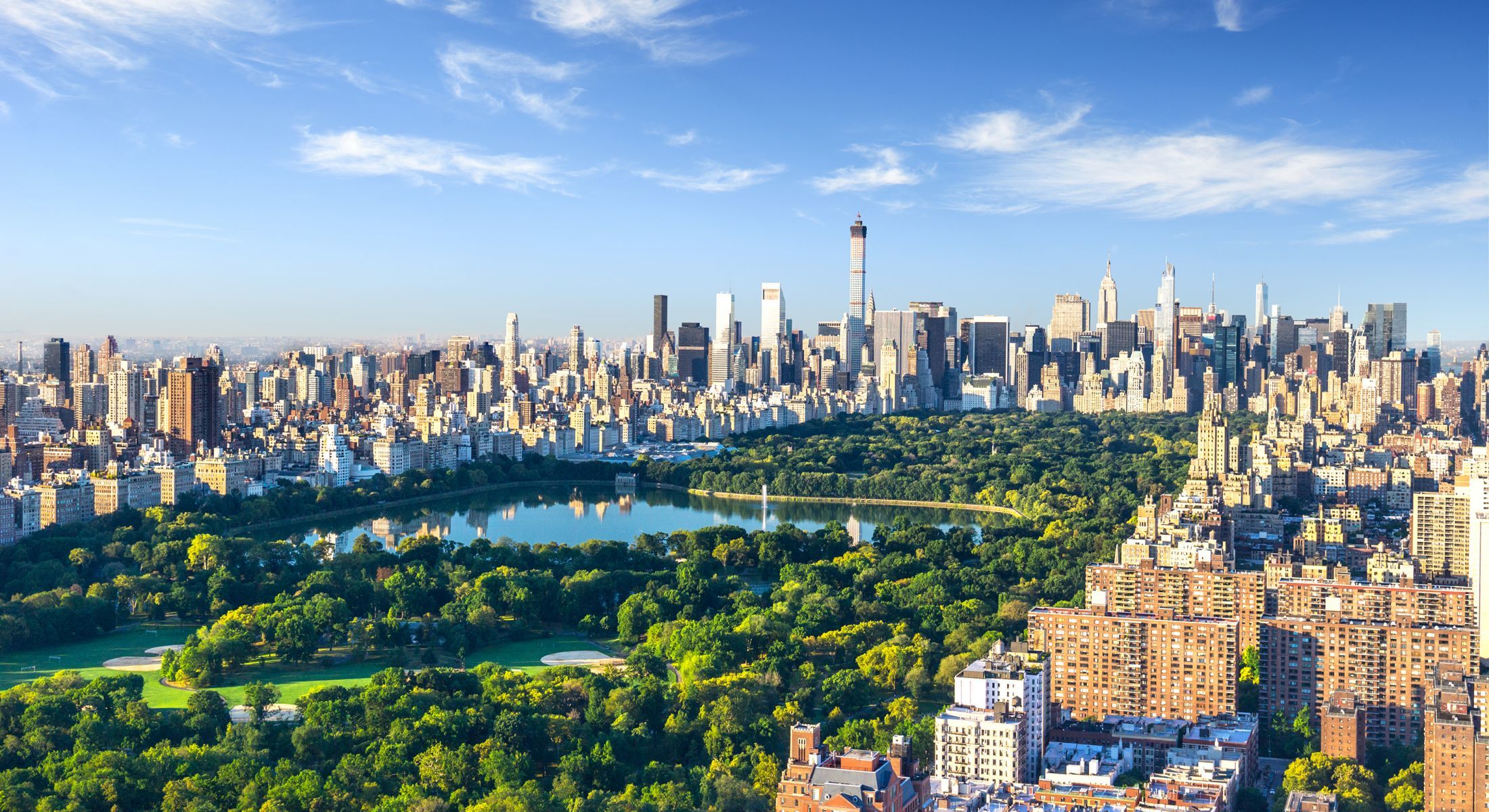 Aerial view of Central Park in the Summer